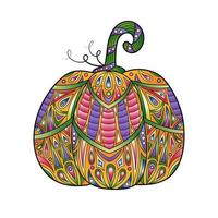 vector kleurrijk pompoen illustratie. geïsoleerd herfst groente met decoratief ornamenten. halloween symbool met ornamenten