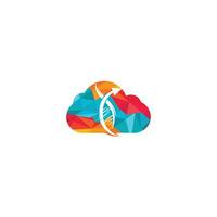 menselijk dna en wolk logo. wetenschap genetica vector logo ontwerp. genetisch analyse, Onderzoek biotech code dna. biotechnologie genoom chromosoom.