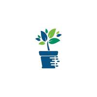 bloem pot en fabriek logo ontwerp. groei vector logo ontwerp.