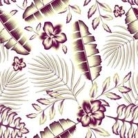 mooi jasmijn bloem achtergrond vector decoratief naadloos tropisch bloemen patroon modieus met groen kastanjebruin banaan palm bladeren en planten gebladerte. kleurrijk bloemen afdrukken. exotisch zomer ontwerp