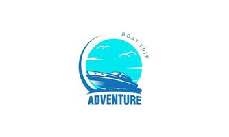 avontuur boot, zeilboot en boot reis logo ontwerp vector sjabloon