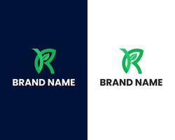 brief r met blad modern logo ontwerp sjabloon vector