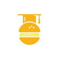 voedsel onderwijs vector logo ontwerp. hamburger en diploma uitreiking pet icoon.