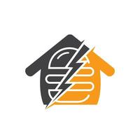 flash hamburger vector logo ontwerp. hamburger met onweersbui en huis icoon logo.