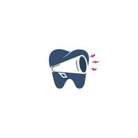 tand en megafoon logo ontwerp. creatief symbool concept voor tandheelkundig marketing. vector