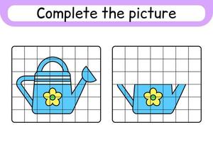 compleet de afbeelding gieter kan. kopiëren de afbeelding en kleur. af hebben de afbeelding. kleur boek. leerzaam tekening oefening spel voor kinderen vector