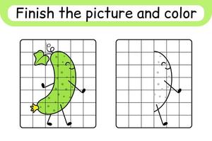 compleet de afbeelding komkommer. kopiëren de afbeelding en kleur. af hebben de afbeelding. kleur boek. leerzaam tekening oefening spel voor kinderen vector