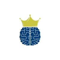 hersenen koning logo vector ontwerp.