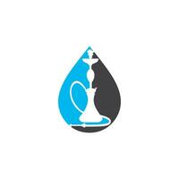 water laten vallen en hookah logo ontwerp. wijnoogst sheesja logo. lounge cafe embleem. Arabisch bar of huis, winkel vector ontwerp sjabloon.