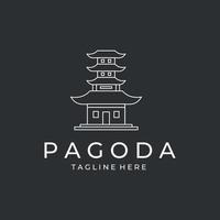 oude pagode lijn kunst logo vector symbool illustratie ontwerp
