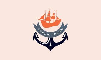 avontuur boot, zeilboot en boot reis logo ontwerp vector sjabloon