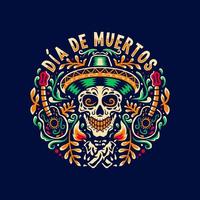 vector hand- getrokken illustratie van Mexicaans vakantie dia de muertos. geïsoleerd Aan donker achtergrond