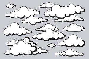 tekening reeks van wolken, vector illustratie.