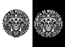 vector hand- getrokken illustratie van Mexicaans vakantie dia de muertos. geïsoleerd Aan donker en helder achtergrond