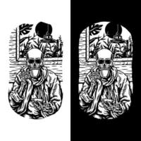 vector illustratie van schedel drinken koffie, geïsoleerd Aan donker en helder achtergrond