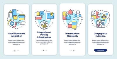 maas voorwaarden onboarding mobiel app scherm. onderhoud het verstrekken van walkthrough 4 stappen bewerkbare grafisch instructies met lineair concepten. ui, ux, gui sjabloon. vector