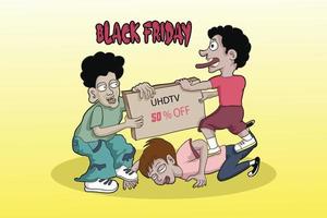 zwart vrijdag tekenfilm illustratie vector