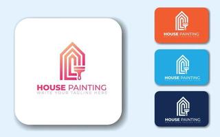 verf huis onderhoud. huis schilderij vector logo ontwerp. vector logo, label, embleem ontwerp. concept voor huis decoratie, gebouw, huis bouw