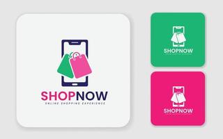 online winkel logo ontwerp. illustratie vector grafisch van mobiel en supermarkt logo ontwerp concept. perfect voor uitverkoop, korting, of op te slaan web element. ecommerce platform logo