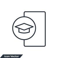 mobiel aan het leren icoon logo vector illustratie. e-learning symbool sjabloon voor grafisch en web ontwerp verzameling