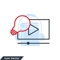 video zelfstudie icoon logo vector illustratie. licht lamp met video speler symbool sjabloon voor grafisch en web ontwerp verzameling