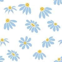 groovy madeliefje retro naadloos patroon. jaren 70 uitstraling hippie ornament. bloemen behang. vector