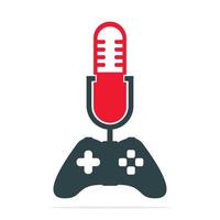 gaming controleur en podcast logo ontwerp sjabloon. bedieningshendel podcast vector concept ontwerp.