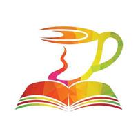 koffie kop met boek concept. koffie kop logo ontwerp gecombineerd met boek. vector
