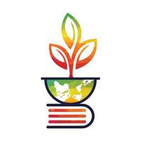 aarde boek logo ontwerp concepten. groen school- logo vector sjabloon ontwerp illustratie.