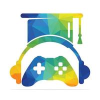 gaming onderwijs logo concept ontwerp sjabloon. gaming coaching podcast logo. vector