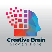 hoofd met hersenen pixel vector illustratie ontwerp. menselijk hoofd en hersenen vector icoon.