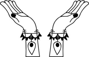 hand- getrokken boho stijl handen illustratie vector