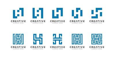 set van eerste h abstracte logo vector sjabloon