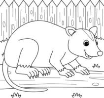 opossum dier kleur bladzijde voor kinderen vector