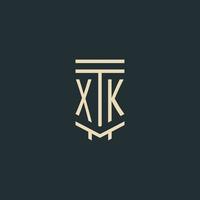 xk eerste monogram met gemakkelijk lijn kunst pijler logo ontwerpen vector