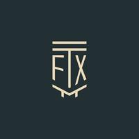fx eerste monogram met gemakkelijk lijn kunst pijler logo ontwerpen vector