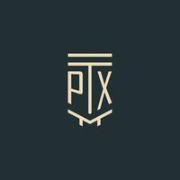 px eerste monogram met gemakkelijk lijn kunst pijler logo ontwerpen vector