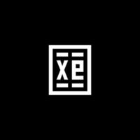 xe eerste logo met plein rechthoekig vorm stijl vector