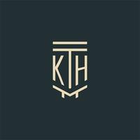 kh eerste monogram met gemakkelijk lijn kunst pijler logo ontwerpen vector