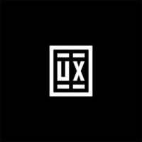 ux eerste logo met plein rechthoekig vorm stijl vector