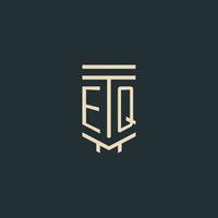 eq eerste monogram met gemakkelijk lijn kunst pijler logo ontwerpen vector