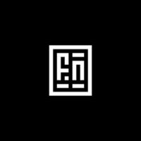 fn eerste logo met plein rechthoekig vorm stijl vector