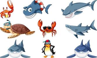 reeks van divers zee dieren tekenfilm tekens vector