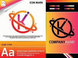 abstract brief k met ruimte planeet logo concept vector