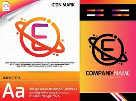 abstract brief e met ruimte planeet logo concept vector