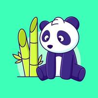 schattig panda zittend vector illustratie. tekenfilm panda met bamboe