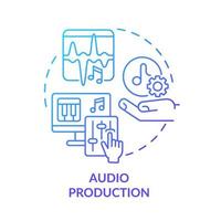 audio productie blauw helling concept icoon. selecteren top vaardigheid voor freelancer abstract idee dun lijn illustratie. muziek- bedrijf. geïsoleerd schets tekening. vector