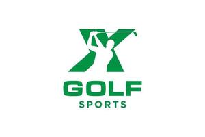alfabet brief icoon logo X voor golf logo ontwerp vector sjabloon, vector etiket van golf, logo van golf kampioenschap, illustratie, creatief icoon, ontwerp concept