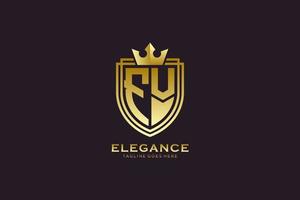 eerste fv elegant luxe monogram logo of insigne sjabloon met scrollt en Koninklijk kroon - perfect voor luxueus branding projecten vector