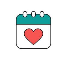 geïsoleerd liefde kalender icoon lijn vector ontwerp